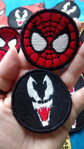 Spiderman and Venom patches (inspired by source material)